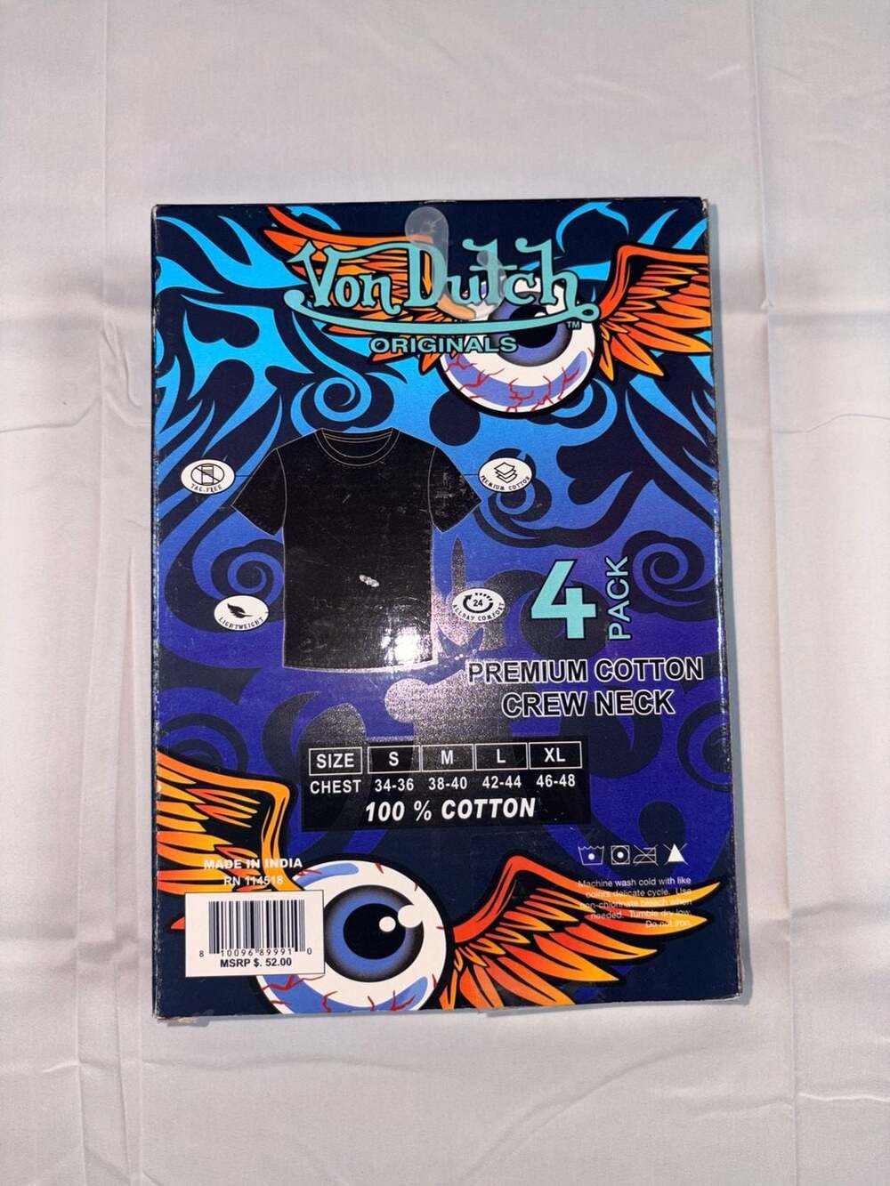 Von Dutch Originals 4-Pack Premium Cotton Crew Neck T-Shirts size Large - Picture 2 of 2